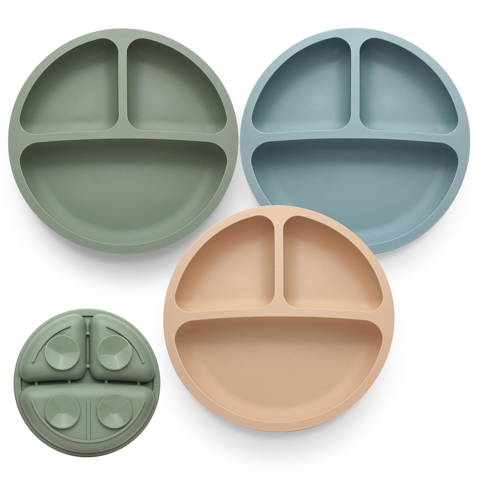 Eascrozn paquete de 3 platos para bebés pequeños