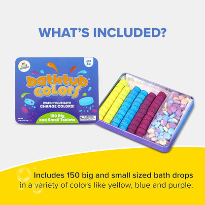 Kids Made - Tabletas modernas de color de baño para niños, 150 gotas de baño no tóxicas para niños pequeños