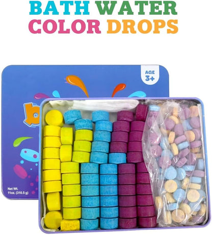Kids Made - Tabletas modernas de color de baño para niños, 150 gotas de baño no tóxicas para niños pequeños