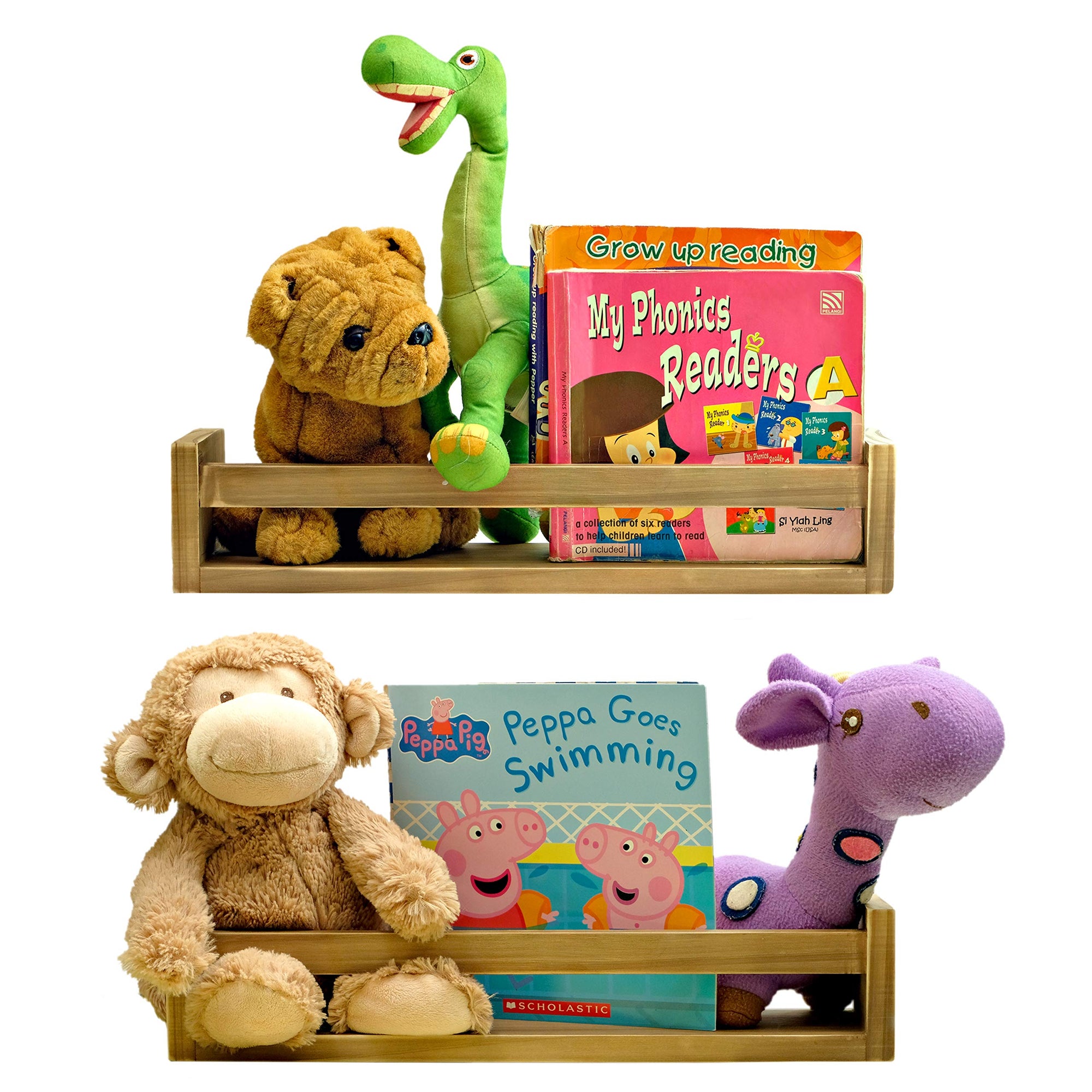 MAINEVENT Juego de 2 estanterías flotantes rústicas para niños