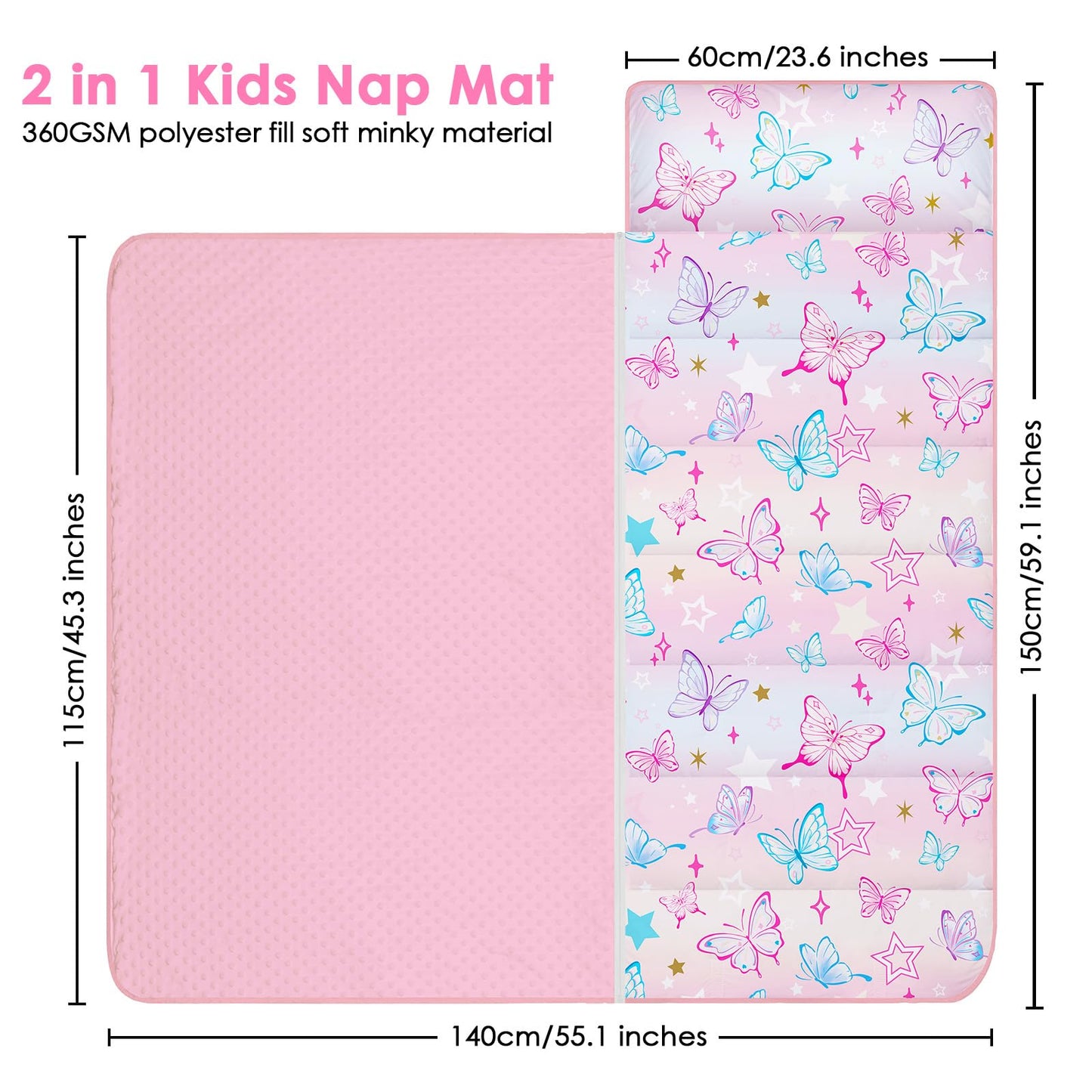 Tapete para siesta para niños con almohada y manta