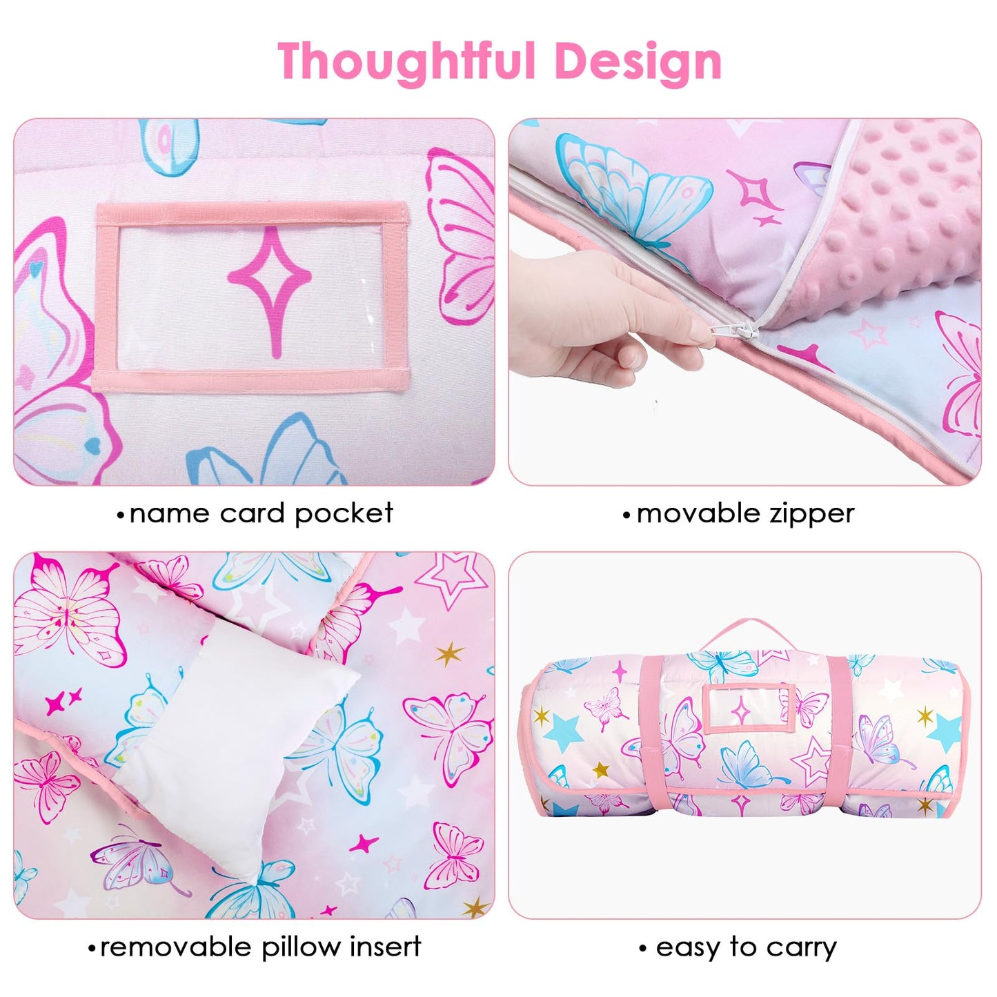 Tapete para siesta para niños con almohada y manta