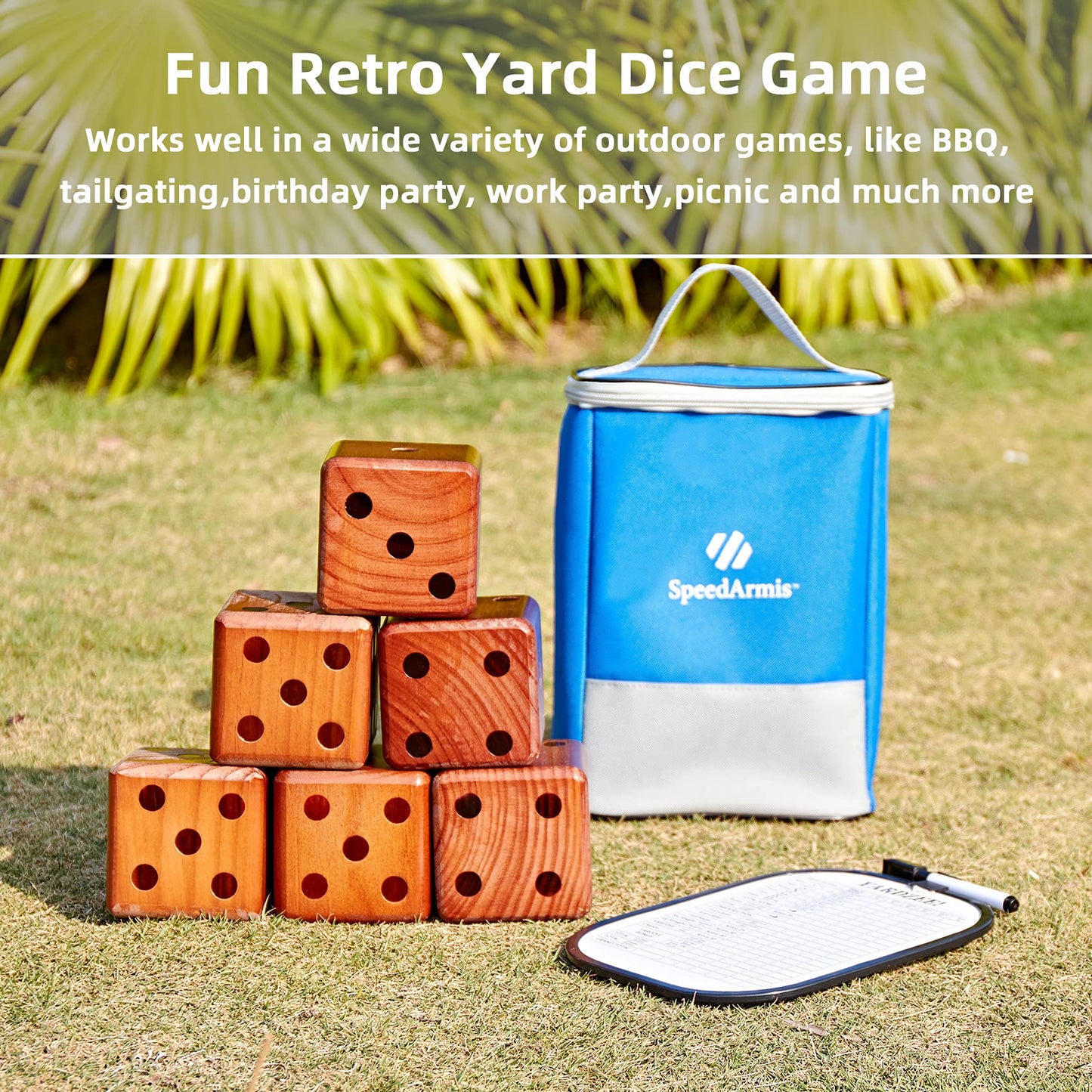Juego de dados gigantes de madera para patio, juego grande de yatzee de césped