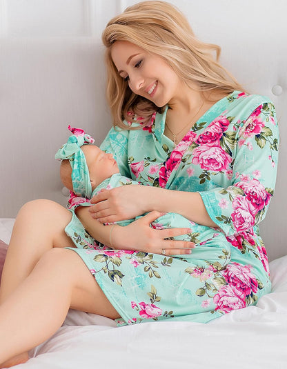 Conjunto de bata y manta de maternidad