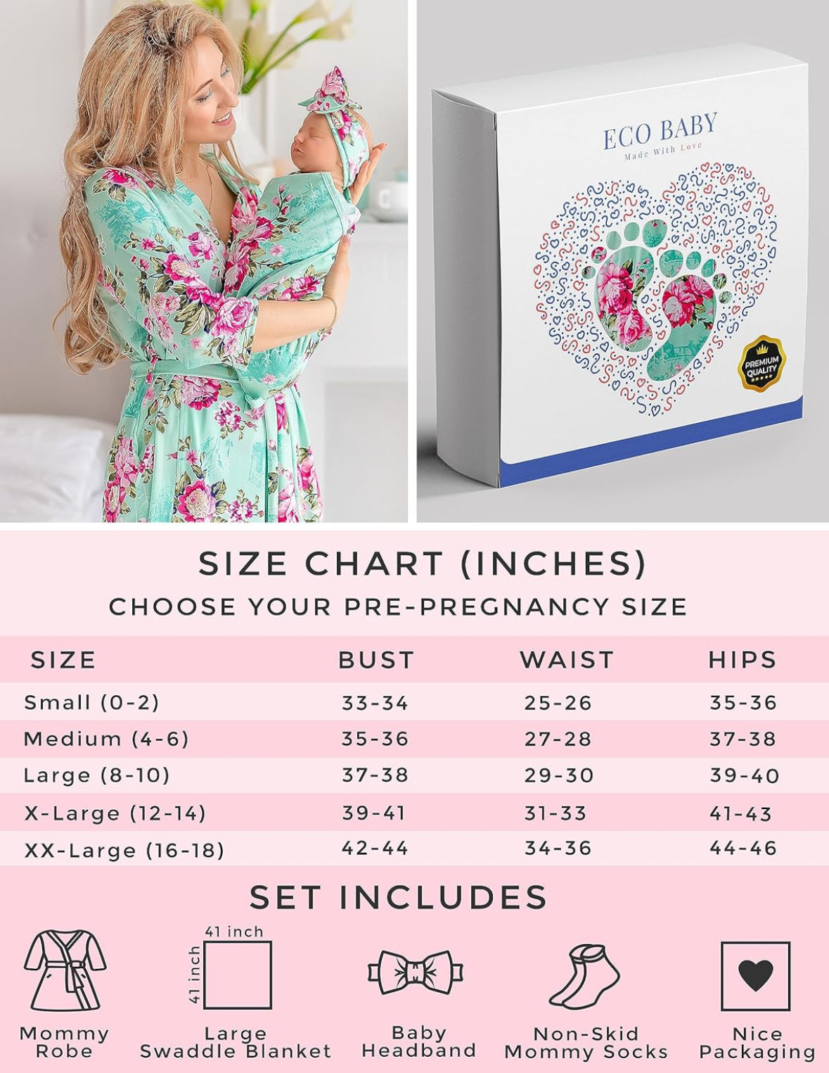 Conjunto de bata y manta de maternidad