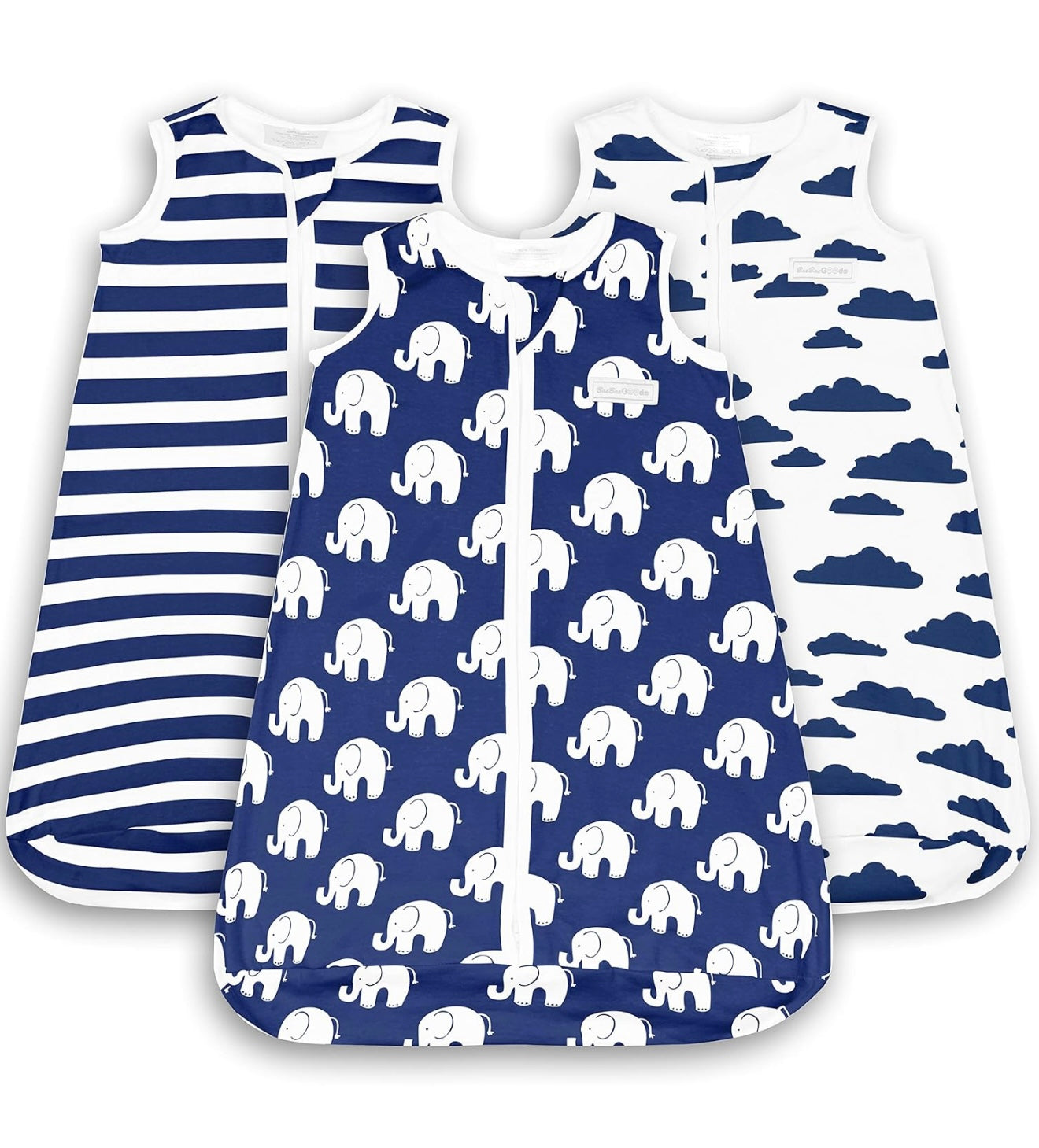 Saco de dormir BaeBae Goods Navy Elephants, 6-12 meses