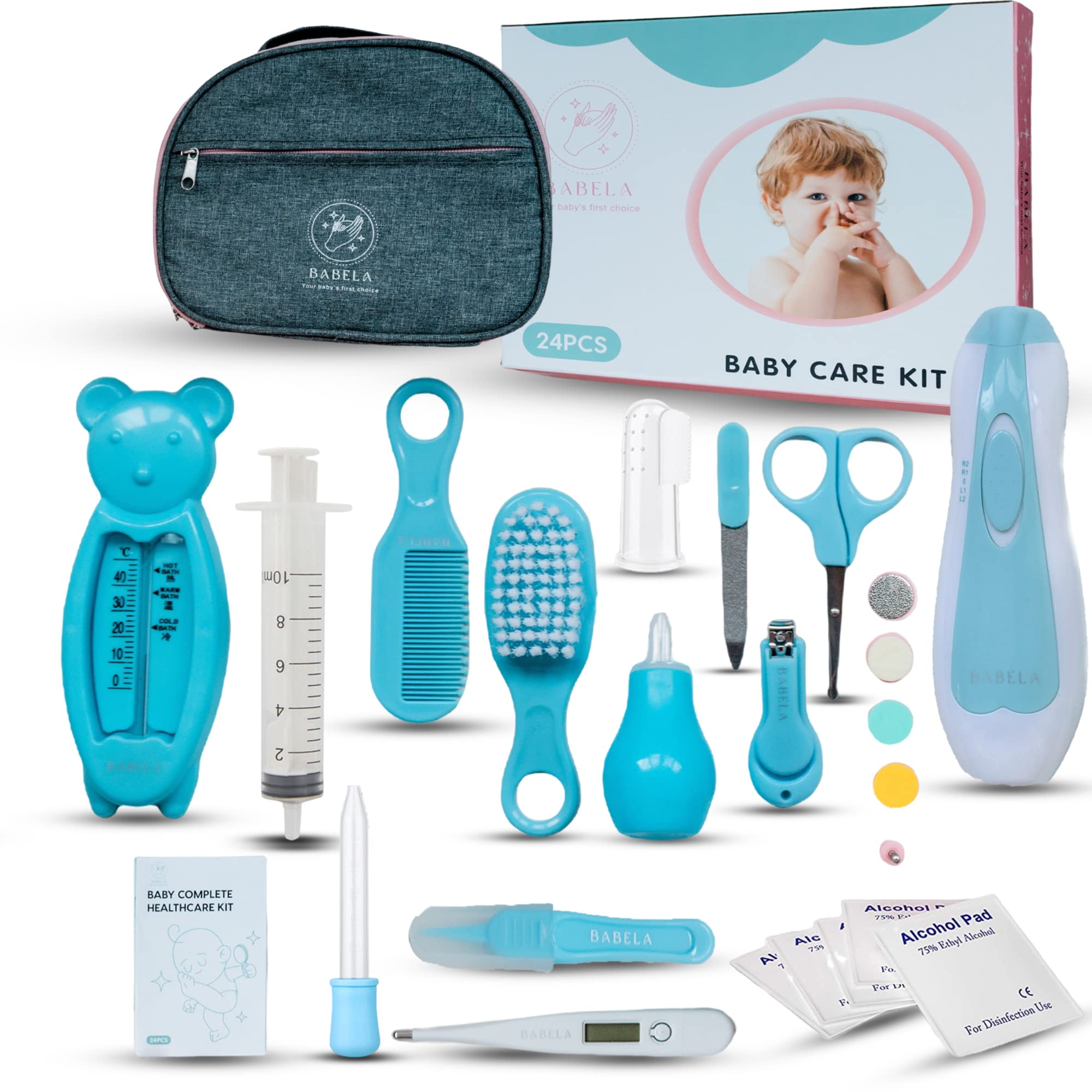 BABELA, Kit de cuidado y aseo para bebés, 24 piezas