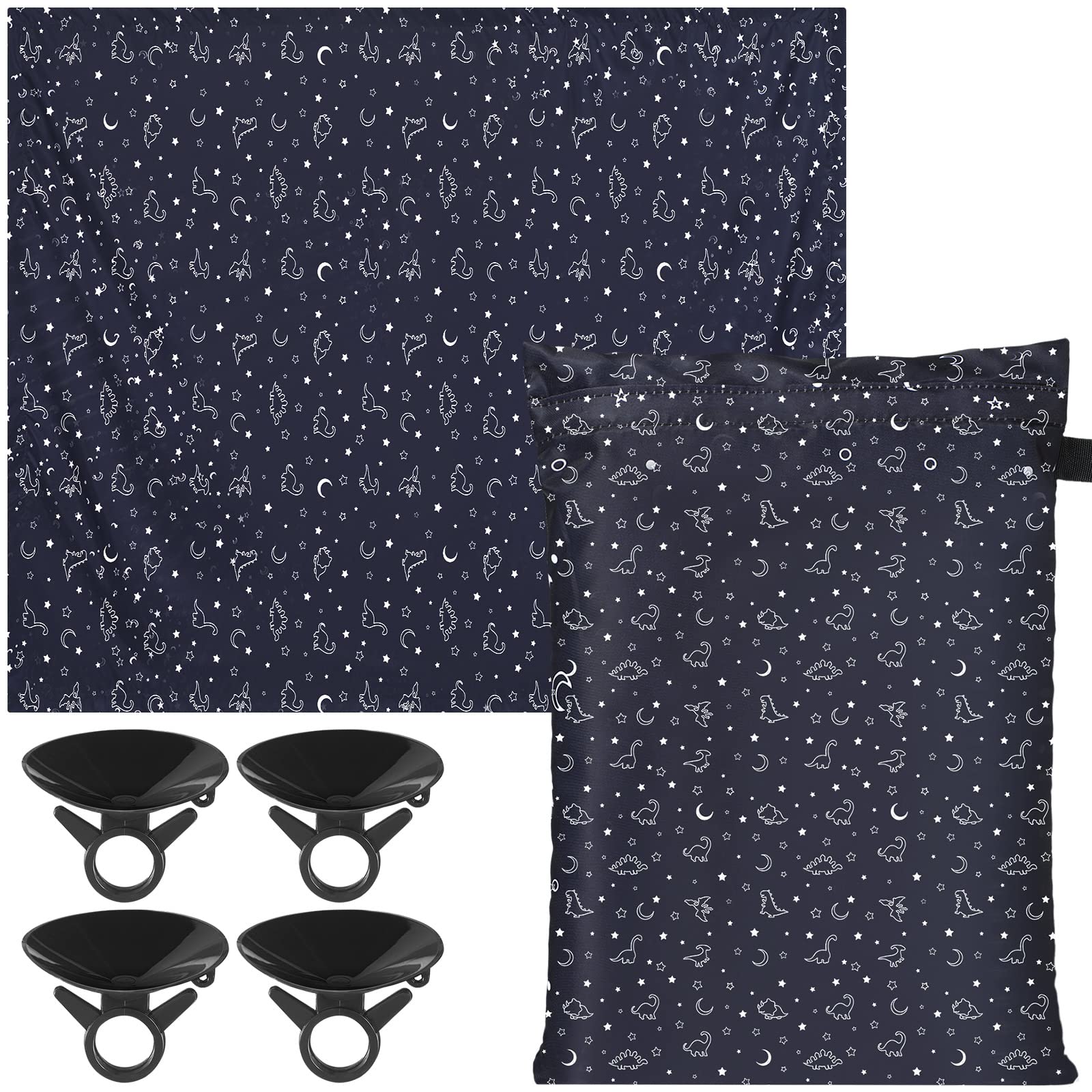 Cortinas opacas portátiles con 20 ventosas, persianas opacas temporales para ventanas, 51 x 79 pulgadas