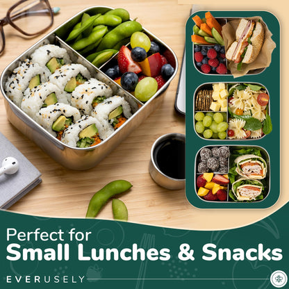 Everusely Caja Bento pequeña de acero inoxidable para niños