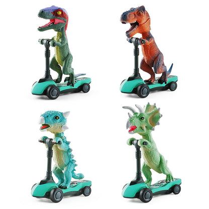 Juguetes de dinosaurio para scooter, autos de tracción hacia atrás