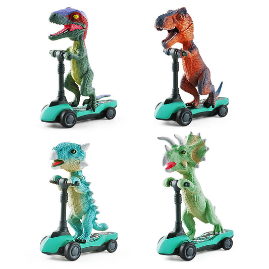 Juguetes de dinosaurio para scooter, autos de tracción hacia atrás