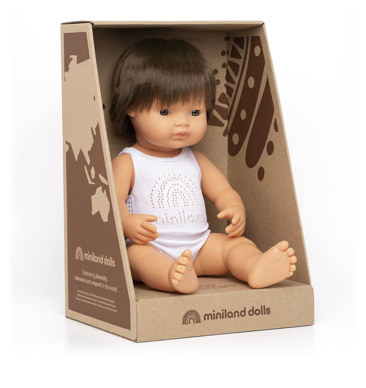 Miniland Muñeca 15'' Caucásico Brunette Boy