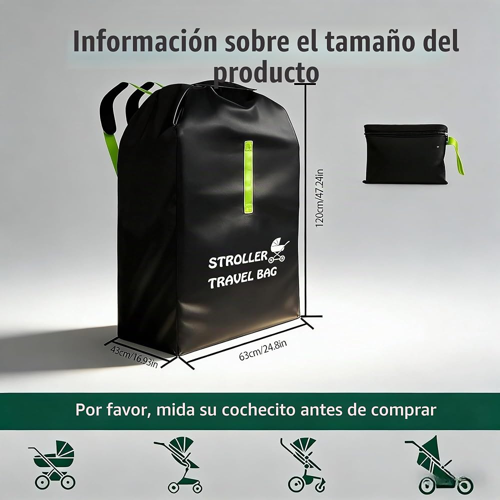 Bolsa de transporte para cochecito de bebé, avión, 120 x 63 x 43 cm, impermeable Oxford
