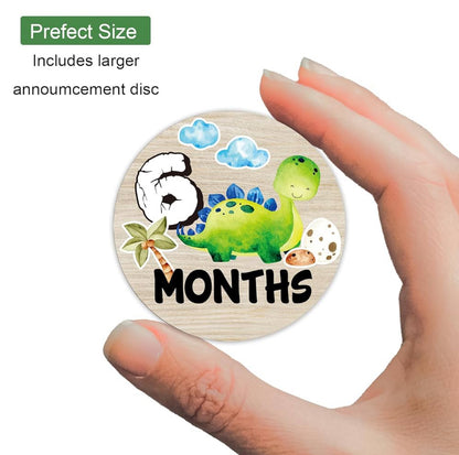 Círculos mensuales de hitos de dinosaurio para bebés, discos de madera para fotos