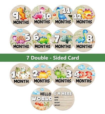 Círculos mensuales de hitos de dinosaurio para bebés, discos de madera para fotos