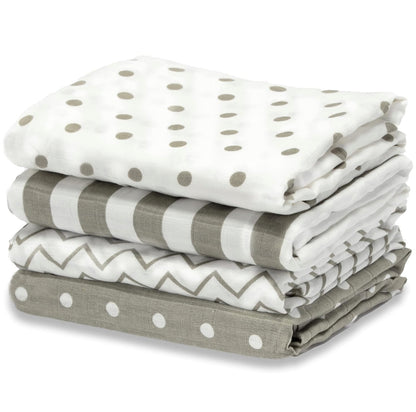 CuddleBug Mantas de muselina para bebé, tamaño grande, 4 pies x 4 pies