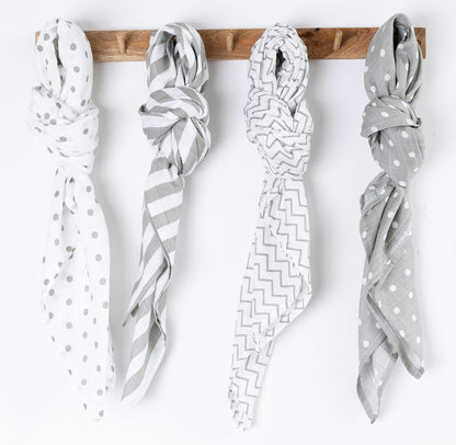 CuddleBug Mantas de muselina para bebé, tamaño grande, 4 pies x 4 pies