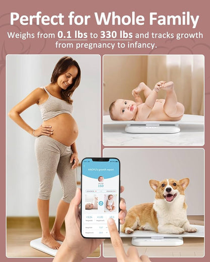 GROWNSY Báscula inteligente para bebés/mascotas, báscula digital de peso para bebés con aplicación para rastrear el crecimiento