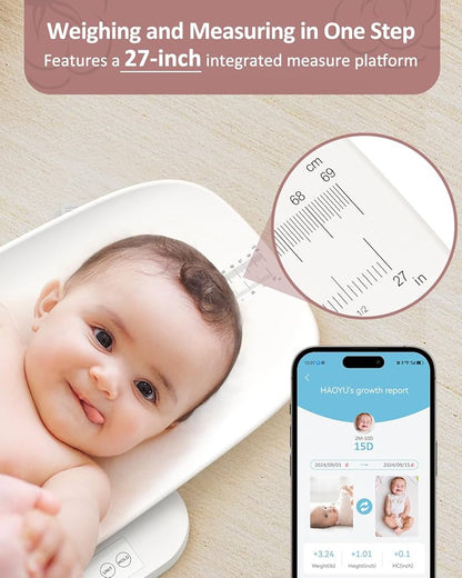 GROWNSY Báscula inteligente para bebés/mascotas, báscula digital de peso para bebés con aplicación para rastrear el crecimiento