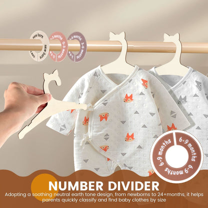 30 perchas de madera para ropa de bebé con 8 divisores de armario