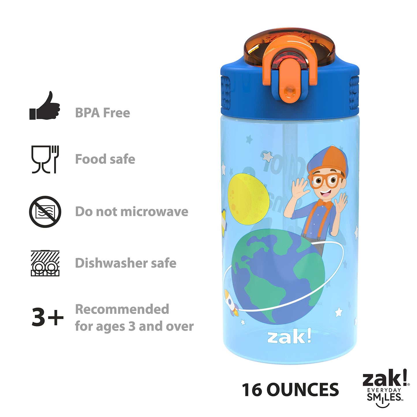 Zak Designs Blippi Botella de agua para niños