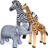 Safari inflable, paquete de 3 unidades, jirafa, cebra, elefante