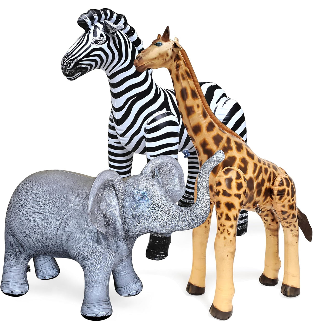 Safari inflable, paquete de 3 unidades, jirafa, cebra, elefante