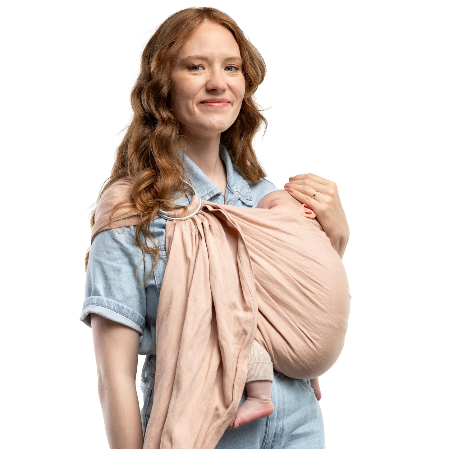 Boba Portabebés Ring Sling de lino, lino de bambú, recién nacido a niño pequeño, peonía de lino