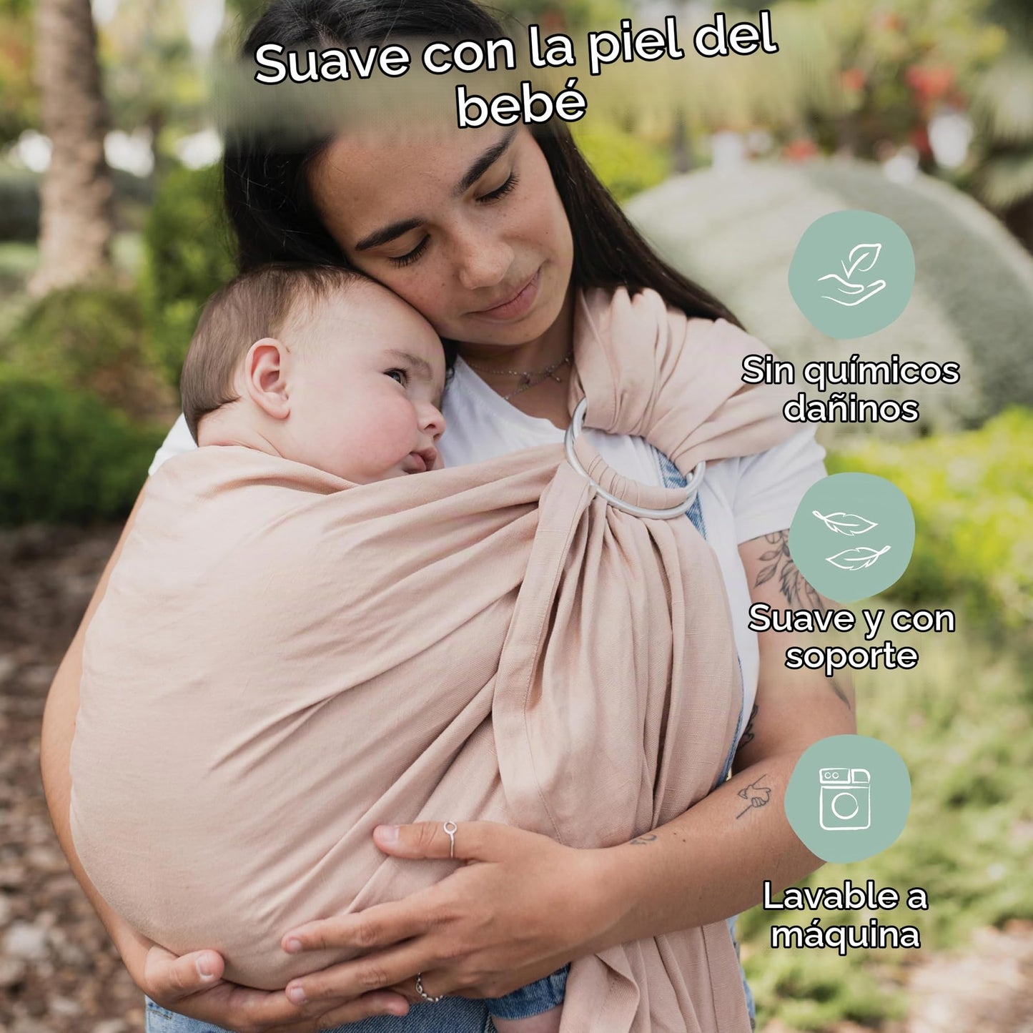 Boba Portabebés Ring Sling de lino, lino de bambú, recién nacido a niño pequeño, peonía de lino