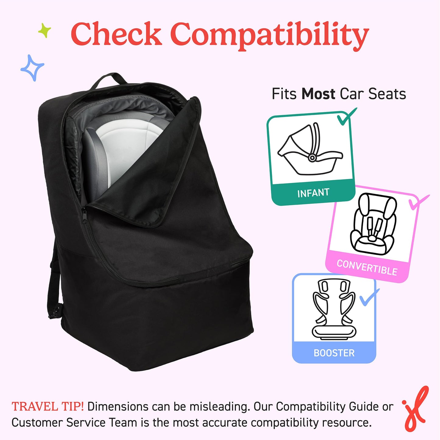 J.L. Childress Mochila acolchada para asiento de coche - Bolsa de viaje para avión