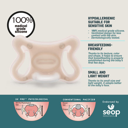 Suavinex Zero Zero - Chupete de silicona para bebé con tetina de chupete fisiológica SX Pro (0-6M)