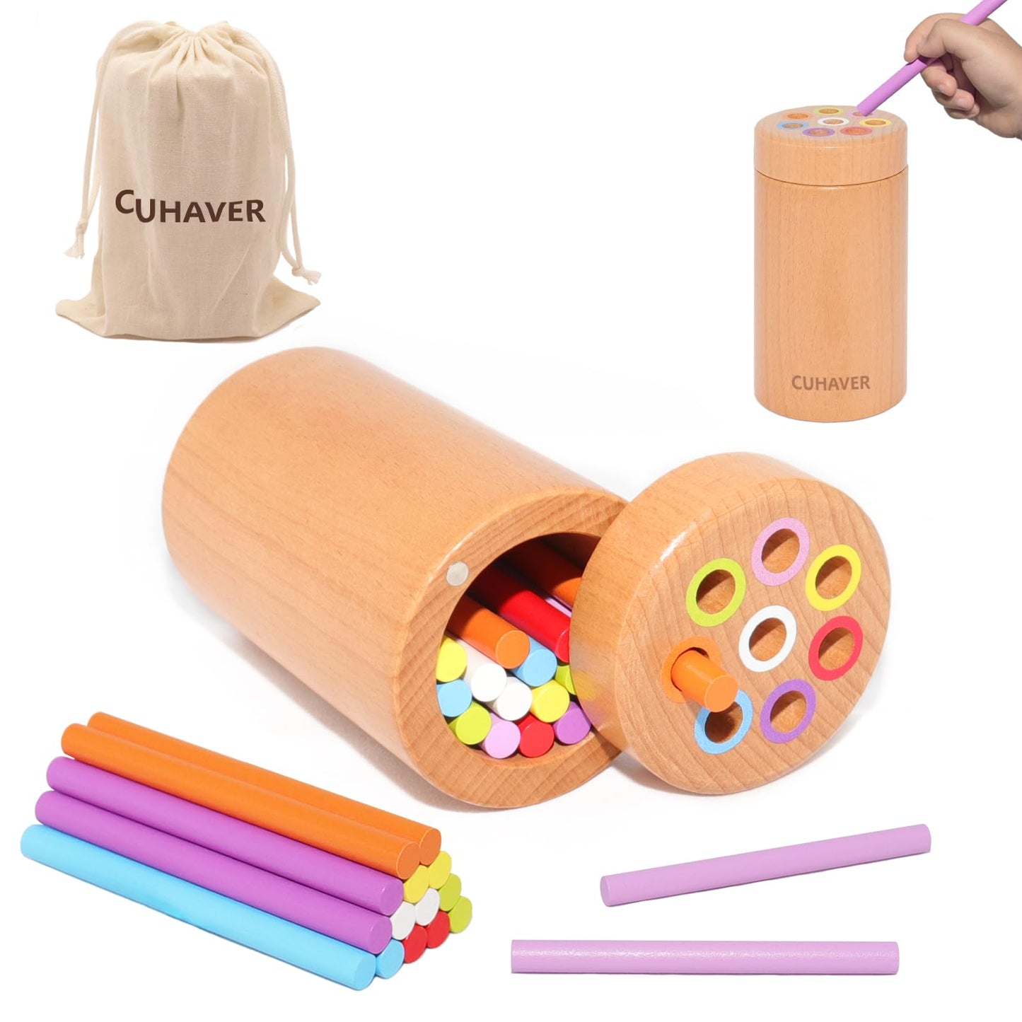CUHAVER- Juguete de aprendizaje de madera para clasificación de colores