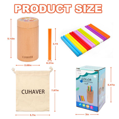 CUHAVER- Juguete de aprendizaje de madera para clasificación de colores