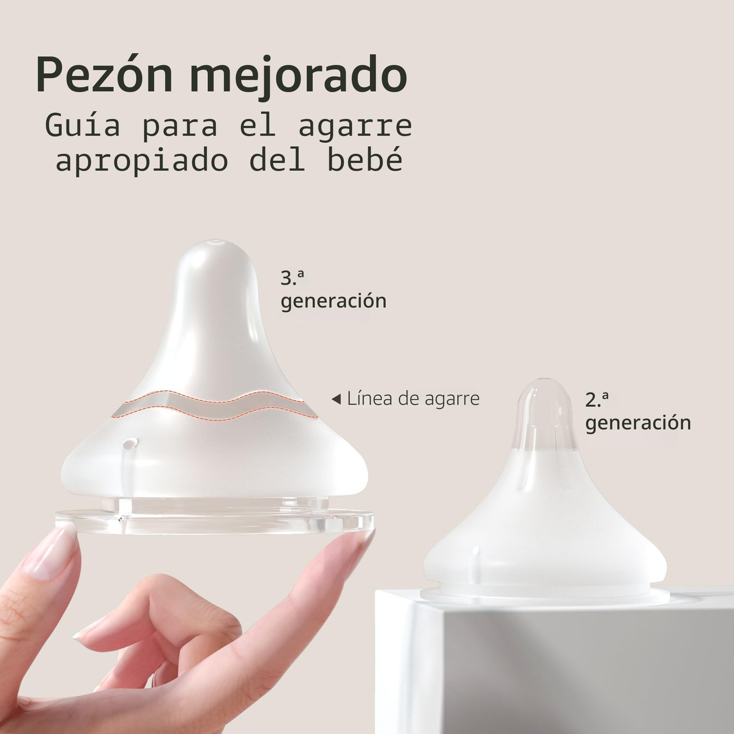 Tetina de silicona Pigeon (L) con línea de agarre, sensación natural, 6+ meses, 4 unidades