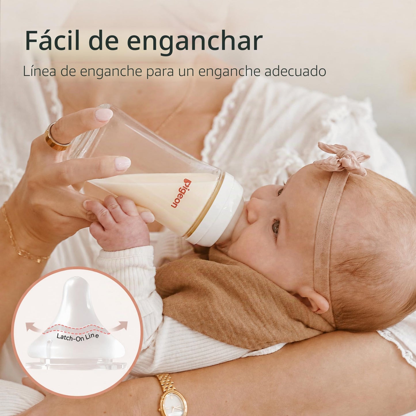 Tetina de silicona Pigeon (L) con línea de agarre, sensación natural, 6+ meses, 4 unidades