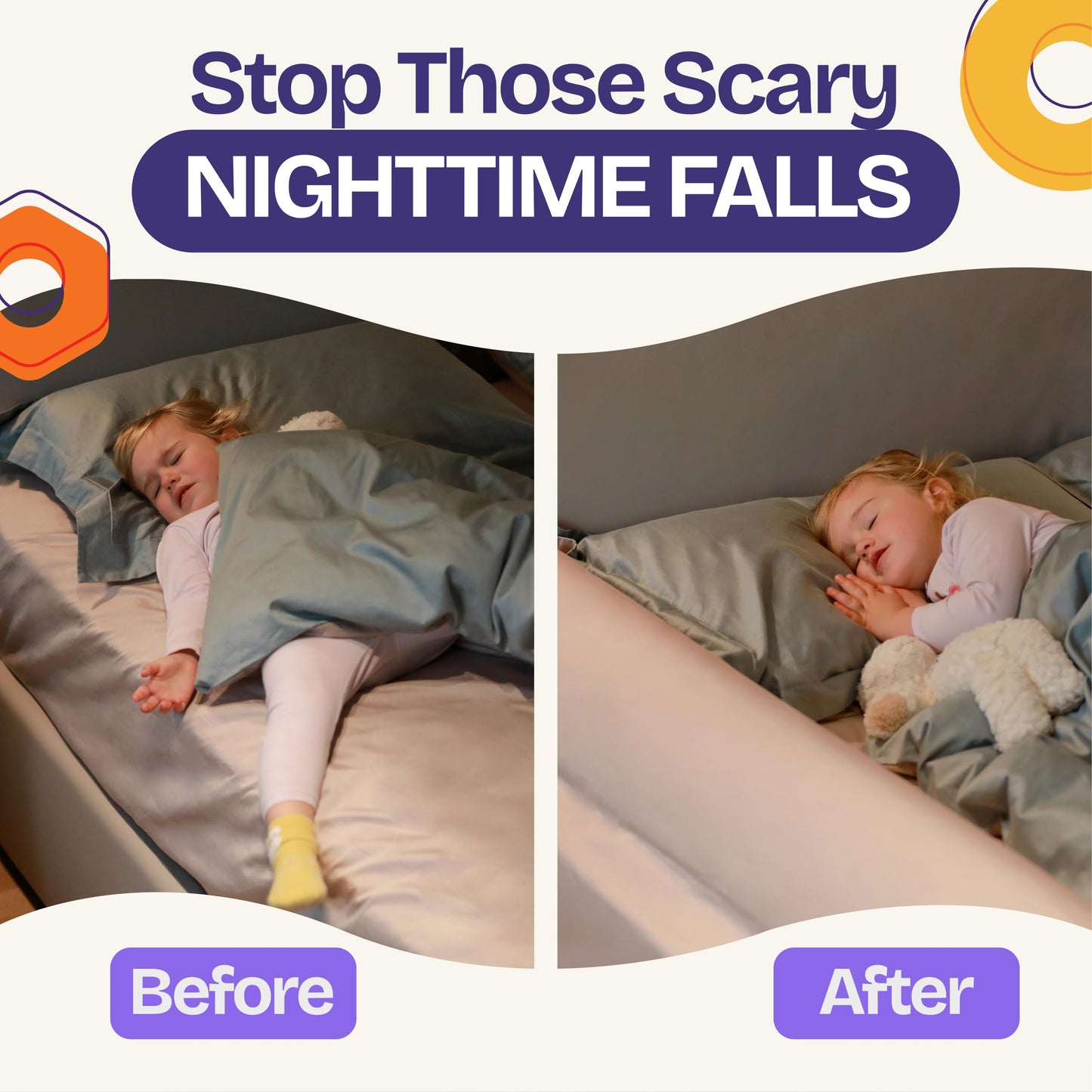 ComfyBumpy Protector de cama para niños pequeños de 52 x 5 pulgadas