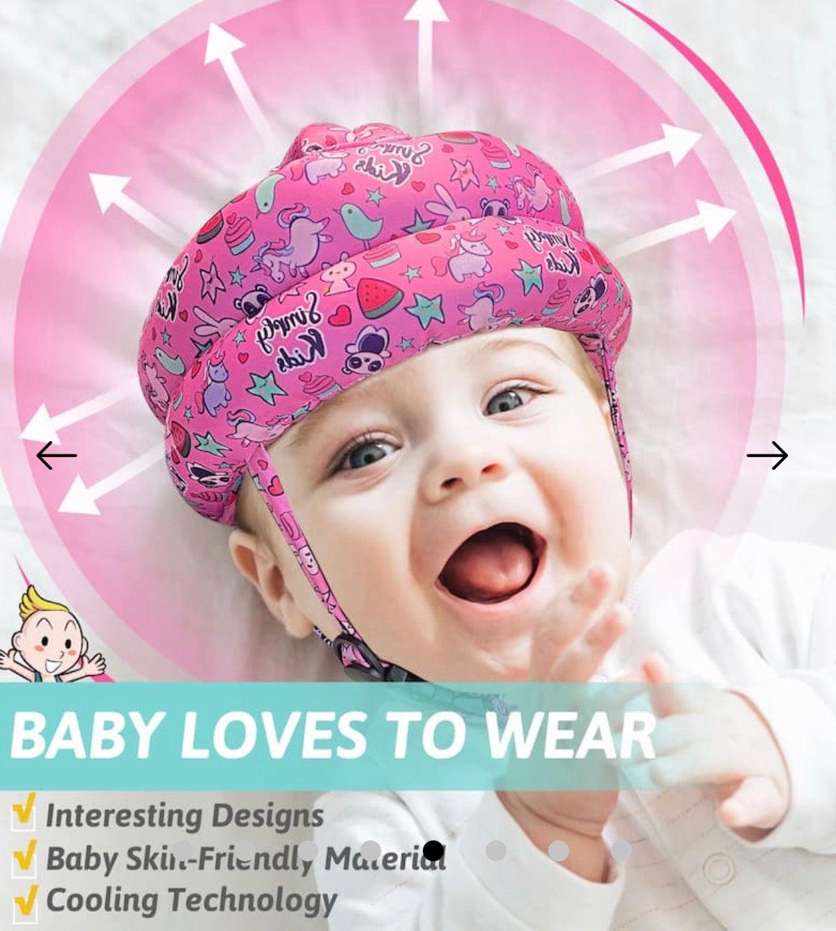 Casco para gatear | Protector de cabeza para bebé