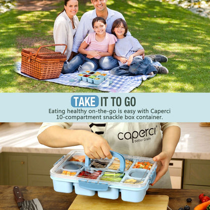 Caperci Contenedor original para aperitivos, bandeja dividida de 10 compartimentos