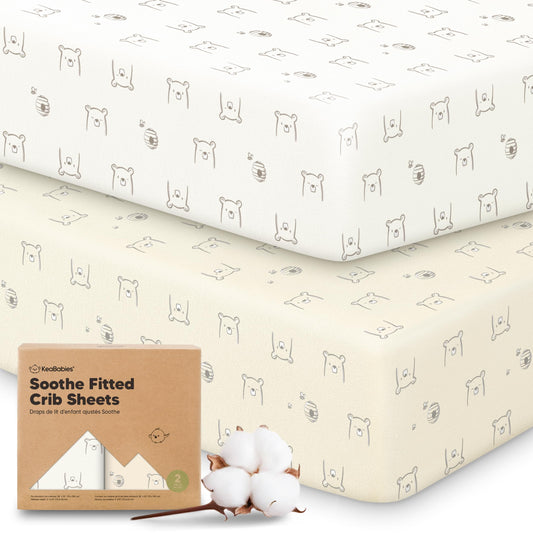 KeaBabies Paquete de 2 sábanas orgánicas para cuna, sábana bajera ajustable de 52 x 28 pulgadas