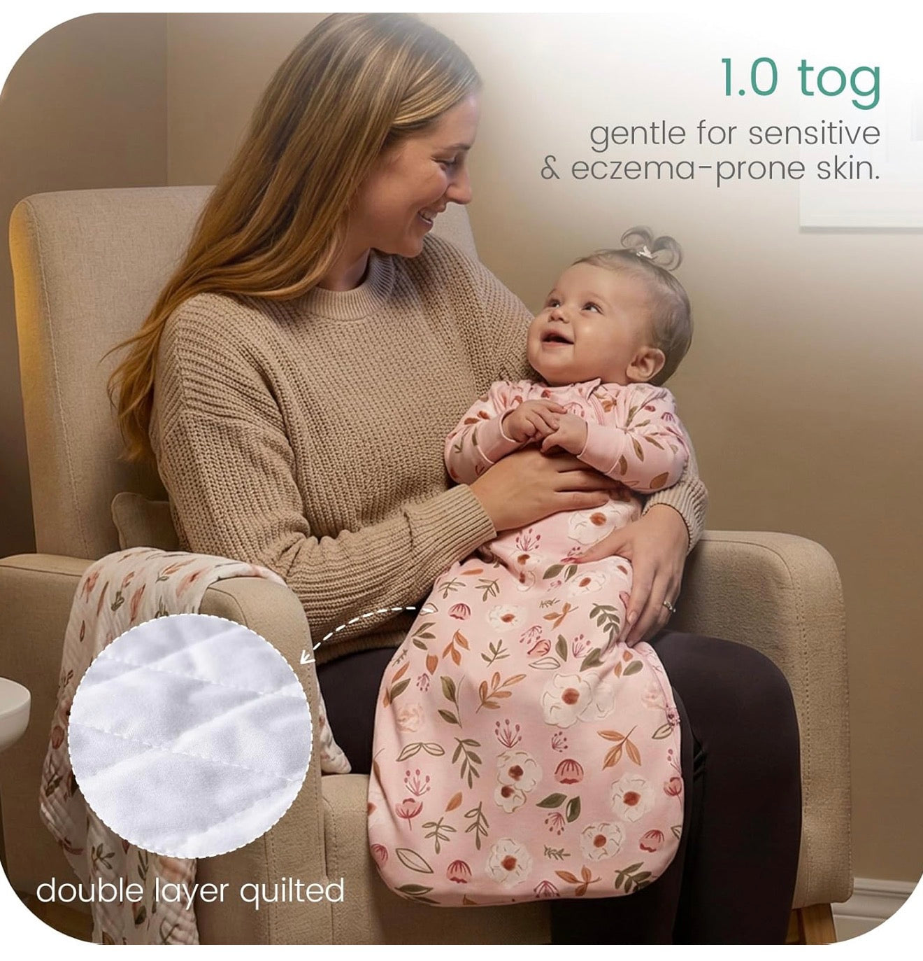 Saco de dormir para bebé de manga larga 1.0 TOG, 6-18 meses