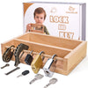 Woodtoe Montessori - Juego de juguetes de cerradura y llave para niños