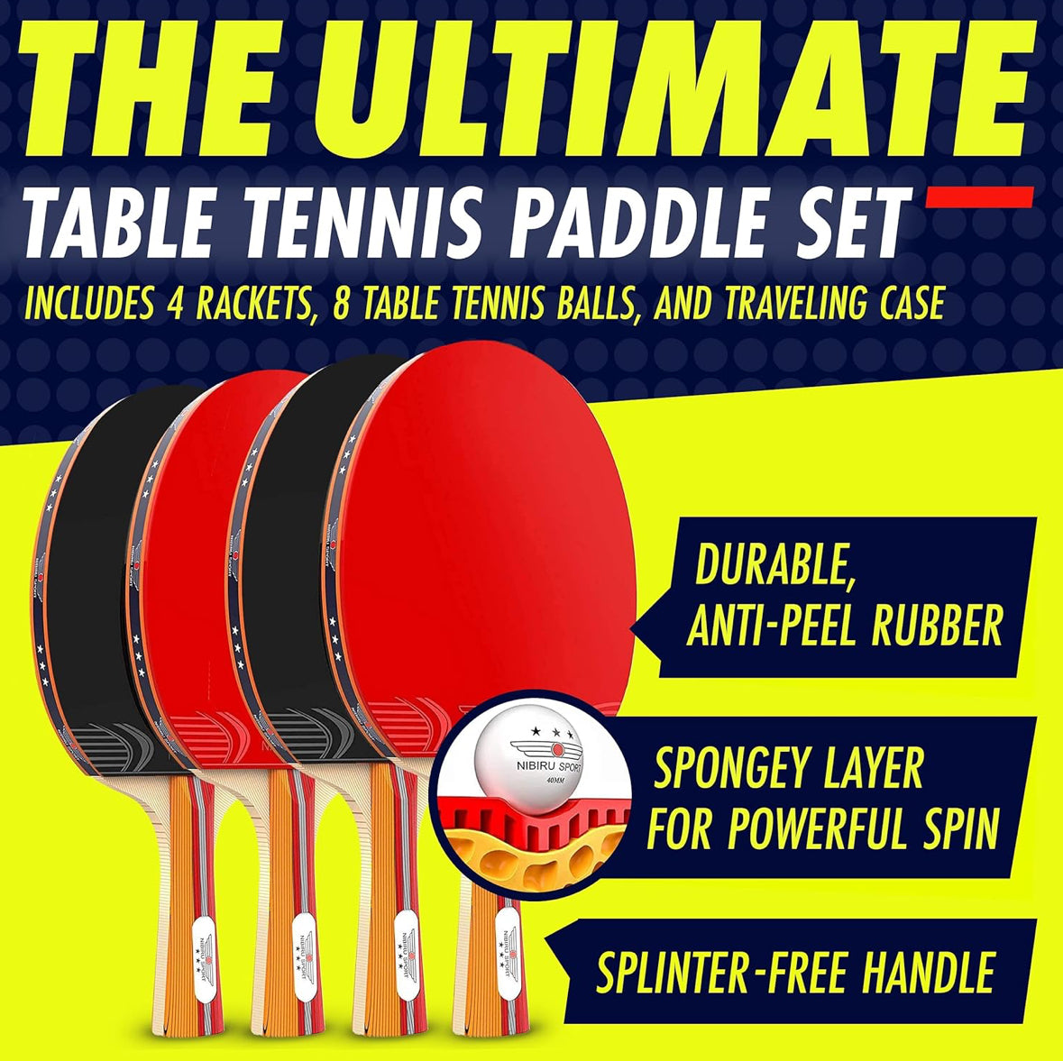 Raquetas y pelotas de tenis de mesa profesionales