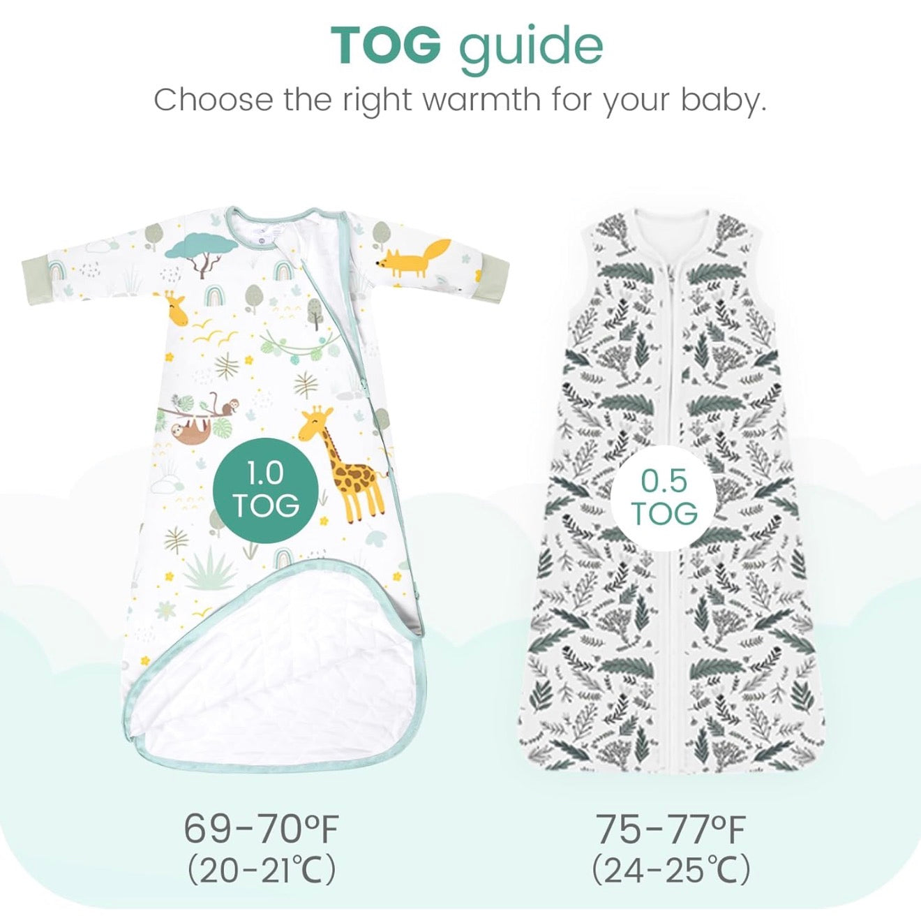 Saco de dormir para bebé de manga larga 1.0 TOG, 6-18 meses