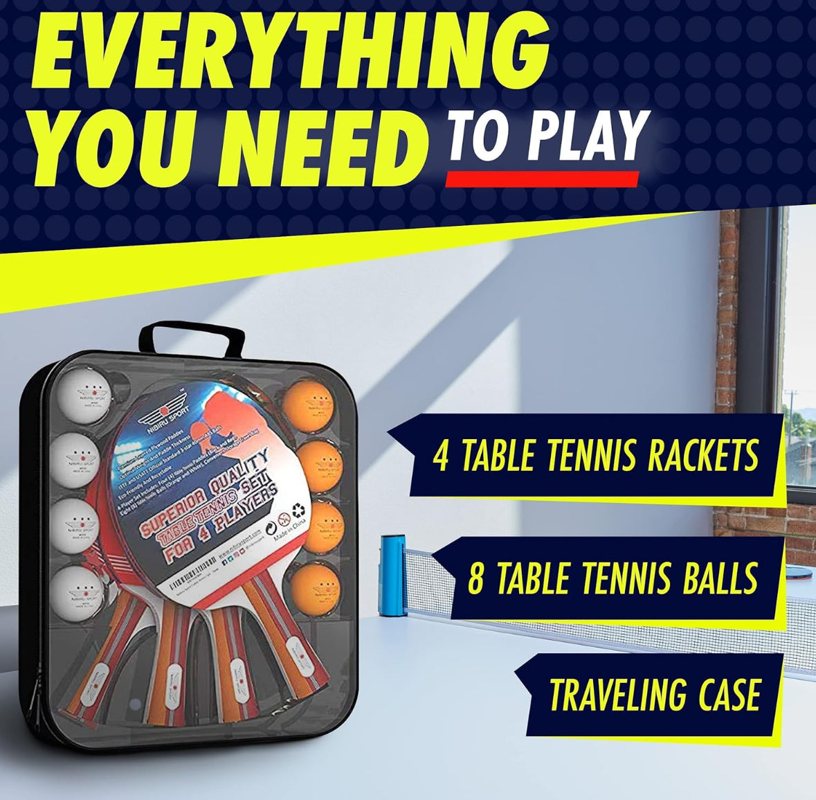 Raquetas y pelotas de tenis de mesa profesionales