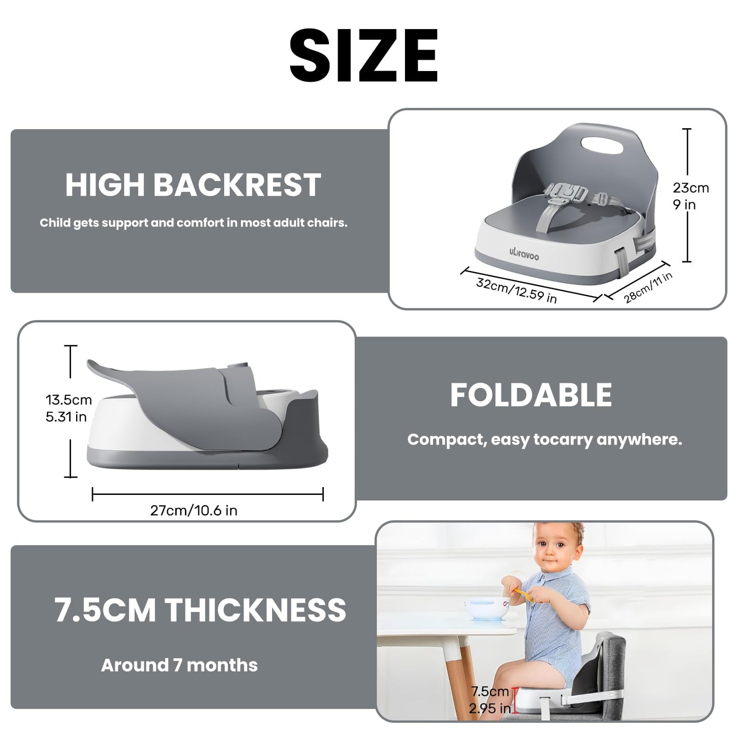 UBRAVOO Asiento elevador para silla de cocina, 6-36 meses