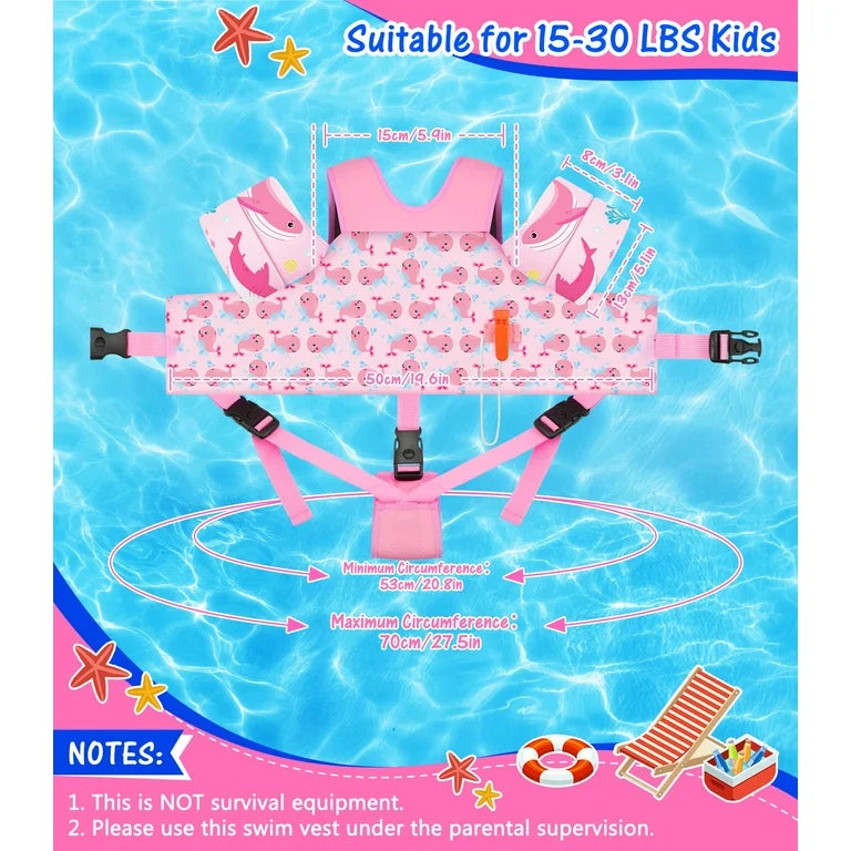 MoKo Toddler Floaties Swim Vest for 13-30lbs/30-70lbs Kids