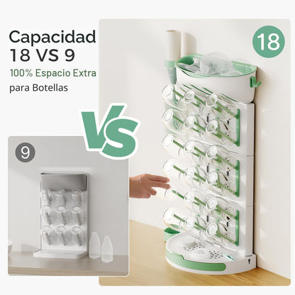 Momcozy Estante de secado de biberones para 18 biberones, estante vertical para encimera que ahorra espacio