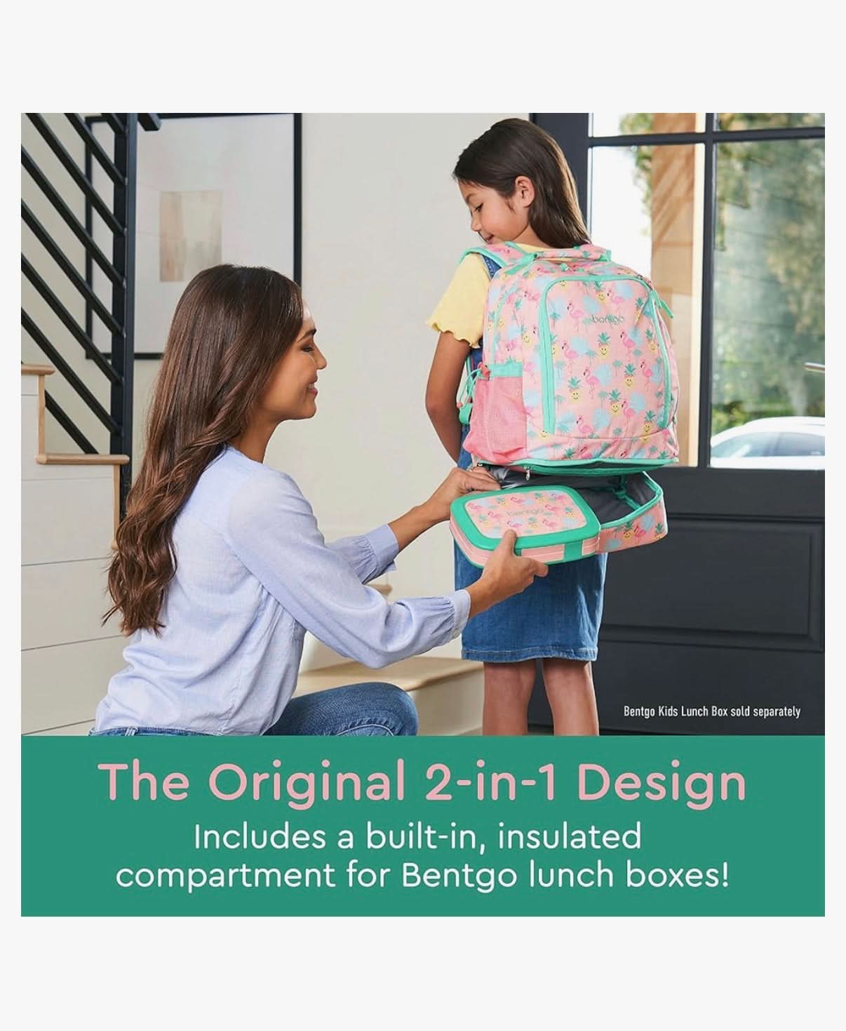 Bentgo Kids Prints 2 en 1 mochila y lonchera aislada duradera, ligera, colorido estampado