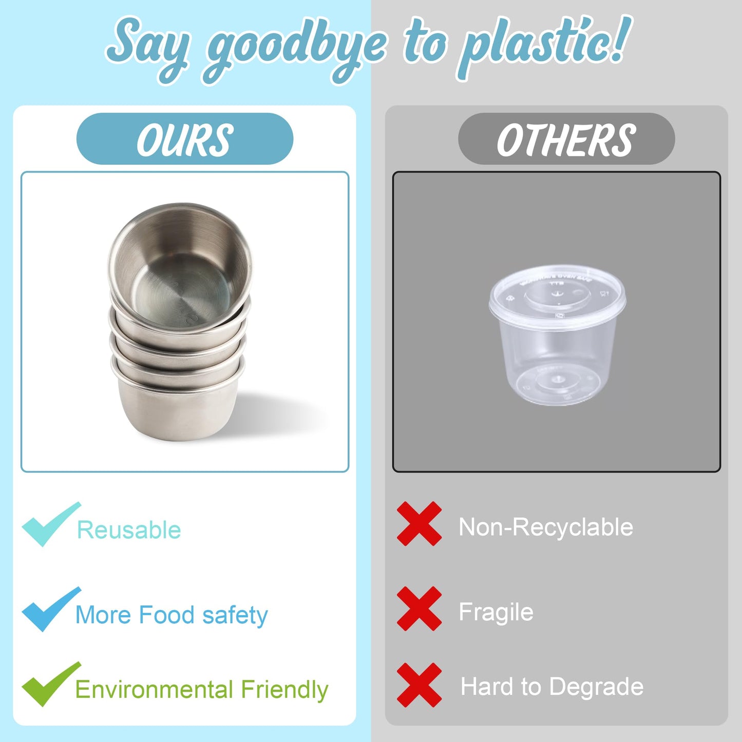 Envases de aderezo para ensaladas de 6x1,6 onzas con tapas