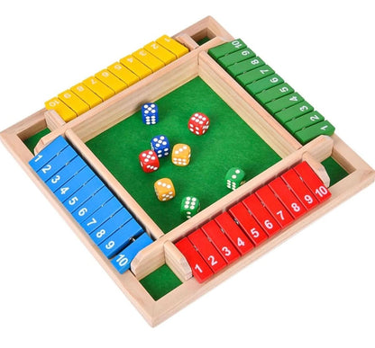 Shut The Box Juego de madera – Juego de mesa de viaje tamaño pequeño 8.6 pulgadas